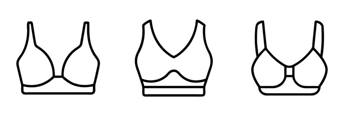 bralette icon, dress line art, dress vector - simple black line art icon of bralette perfect for logos, and dress-themed designs.