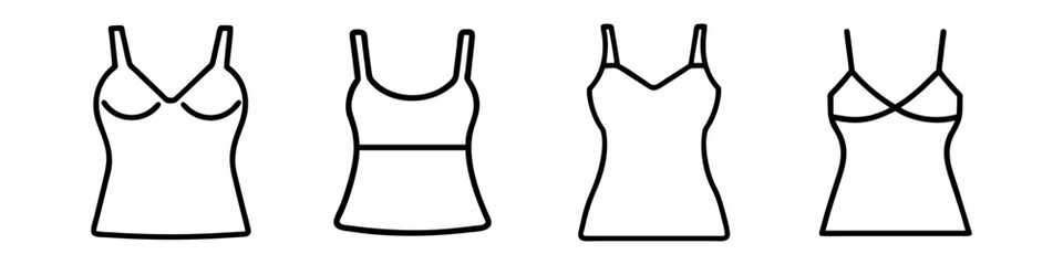 camisole icon, dress line art, dress vector - simple black line art icon of camisole perfect for logos, and dress-themed designs.