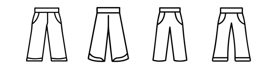 palazzo pants icon, dress line art, dress vector - simple black line art icon of palazzo pants perfect for logos, and dress-themed designs.