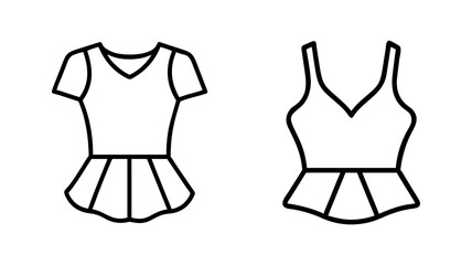 peplum top icon, dress line art, dress vector - simple black line art icon of peplum top perfect for logos, and dress-themed designs.