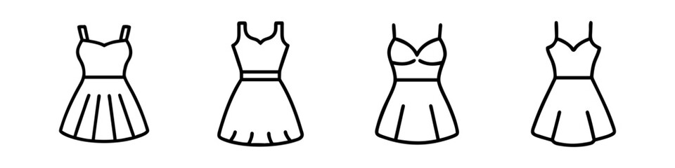 sundress icon, dress line art, dress vector - simple black line art icon of sundress perfect for logos, and dress-themed designs.