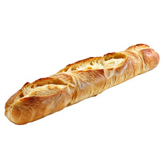 Cream Cheese Stuffed Baguette: A golden-brown, crusty baguette generously filled with creamy cheese, ready to be sliced and enjoyed.  Perfect for breakfast, brunch, or a light meal. 