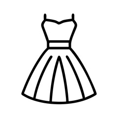 ball gown icon, dress line art, dress vector - simple black line art icon of ball gown perfect for logos, and dress-themed designs.