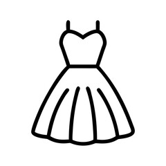 ball gown icon, dress line art, dress vector - simple black line art icon of ball gown perfect for logos, and dress-themed designs.