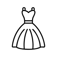 ball gown icon, dress line art, dress vector - simple black line art icon of ball gown perfect for logos, and dress-themed designs.