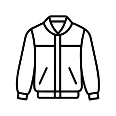 bomber jacket icon, dress line art, dress vector - simple black line art icon of bomber jacket perfect for logos, and dress-themed designs.