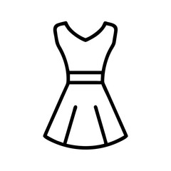 cocktail dress icon, dress line art, dress vector - simple black line art icon of cocktail dress perfect for logos, and dress-themed designs.