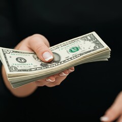 hand with dollars isolated on white background