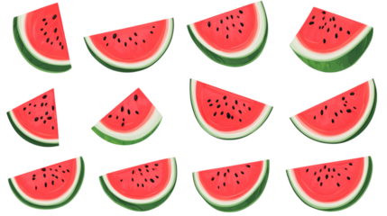 watermelon slices isolated on white transparent background