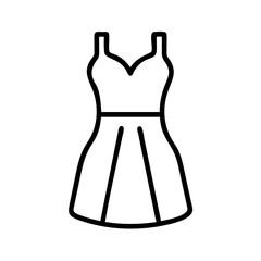 empire waist dress icon, dress line art, dress vector - simple black line art icon of empire waist dress perfect for logos, and dress-themed designs.