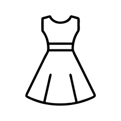 midi dress icon, dress line art, dress vector - simple black line art icon of midi dress perfect for logos, and dress-themed designs.
