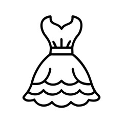 mermaid dress icon, dress line art, dress vector - simple black line art icon of mermaid dress perfect for logos, and dress-themed designs.