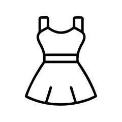mini dress icon, dress line art, dress vector - simple black line art icon of mini dress perfect for logos, and dress-themed designs.