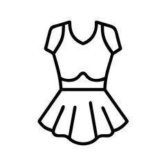 peplum dress icon, dress line art, dress vector - simple black line art icon of peplum dress perfect for logos, and dress-themed designs.