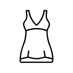 slip dress icon, dress line art, dress vector - simple black line art icon of slip dress perfect for logos, and dress-themed designs.