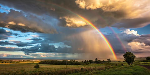 The Captivating and Enchanting Sight of a Vibrant Rainbow After the Rain