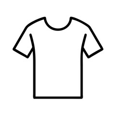 t shirt icon, dress line art, dress vector - simple black line art icon of t shirt perfect for logos, and dress-themed designs.