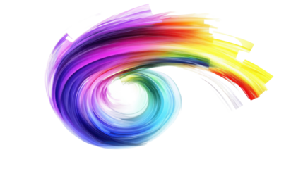 Abstract colorful curved lines tornado transparent background