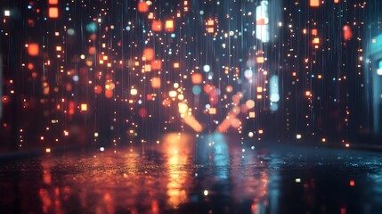 Fototapeta premium Colorful fireworks exploding over the city at night, bright lights and glowing energy in the sky, creating a festive and magical atmosphere