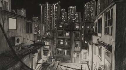 A vector illustration of City Buildings Background Silhouette