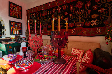 Ukrainian home decorated for Christmas traditional celebration