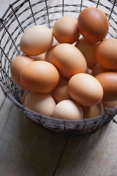 Eggs in a Wire Basket - High angle view
