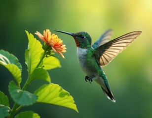 Fototapeta premium Hummingbird hovering. Wildlife conservation. Happy earth day concept