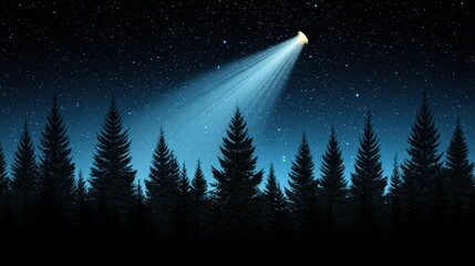 Fototapeta premium Powerful searchlights beaming upwards into a night sky, searching for something in the darkness.