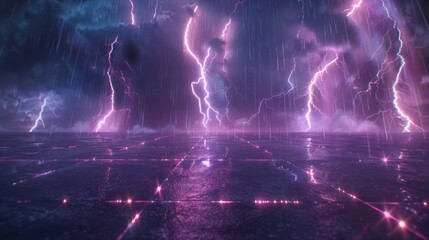 Lightning's abstract beauty pierces the storm. Thunder follows, showcasing the weather's strength.