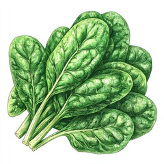 Fototapeta premium Fresh Spinach Leaves: A vibrant illustration of healthy spinach leaves, perfect for recipes, salads, and healthy eating. Great for food blogs and cookbooks.