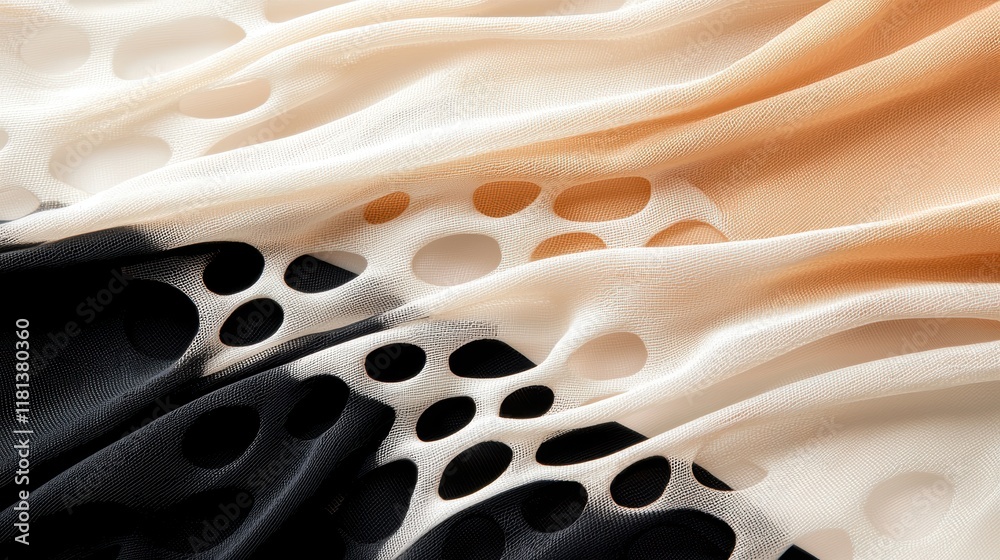 Poster a close up shot of netting fabric used as a decorative element on a handbag, adding texture and visu
