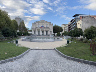 Grand Palace with Fountain in Urban Landscape