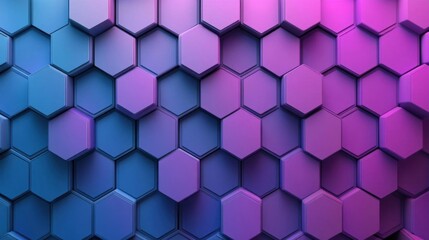A colorful hexagonal pattern with gradient hues of blue and purple.
