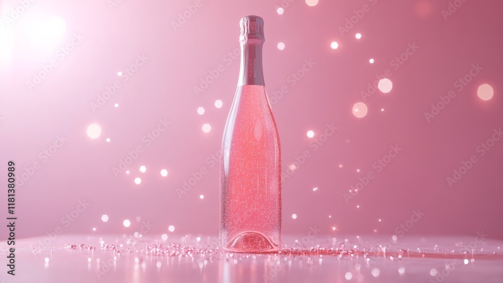Canvas Prints sparkling pink drink bottle with glittering background in soft light