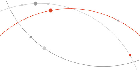 Geometric orbits and intersecting paths with vivid red details, representing futuristic themes. Great for AI, robotics, or tech innovations.