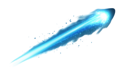 Bright glowing meteor light ray transparent background