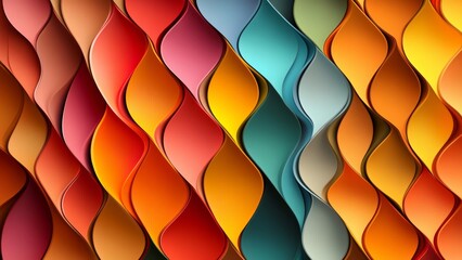 Colorful paper waves create an abstract design in vibrant hues