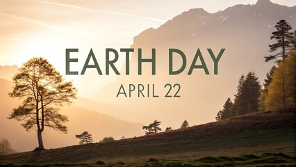 Happy Earth Day illustration background with green plants and round earth in the middle to celebrate April 22 world earth day