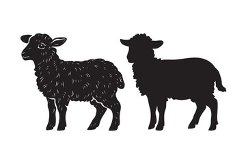 Simple Black Sheep Silhouettes for Design Projects