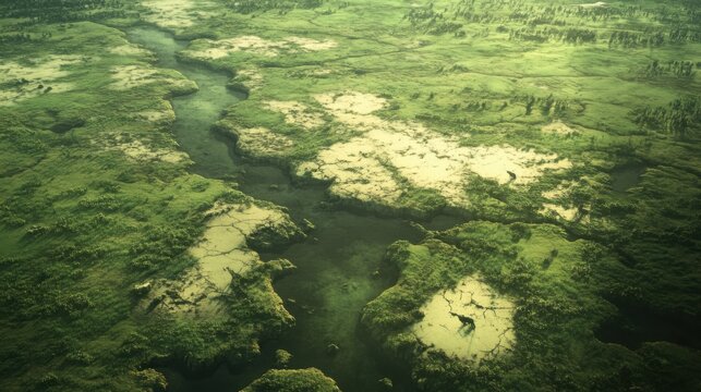Aerial View of Overgrazed Pastureland at Midday