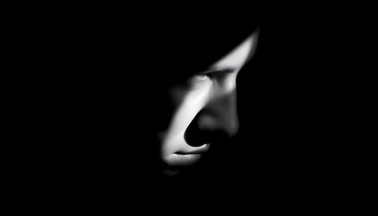 Shadowed Face: A Dramatic Monochrome Portrait