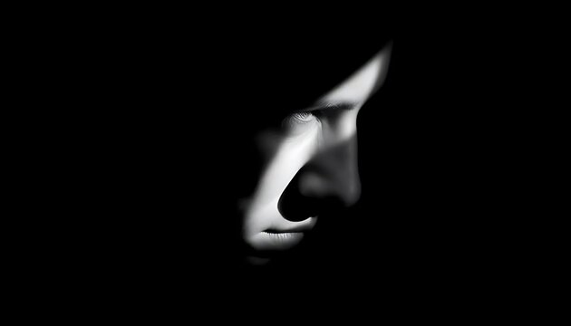 Shadowed Face: A Dramatic Monochrome Portrait