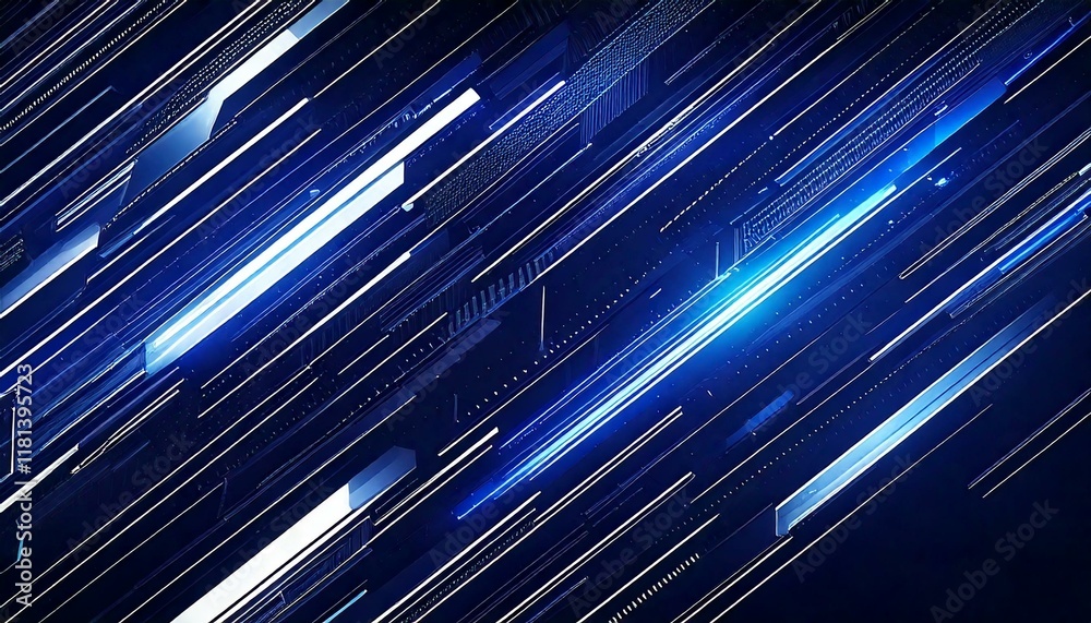 Poster a digital abstract background featuring a geometric pattern of glowing blue and white lines