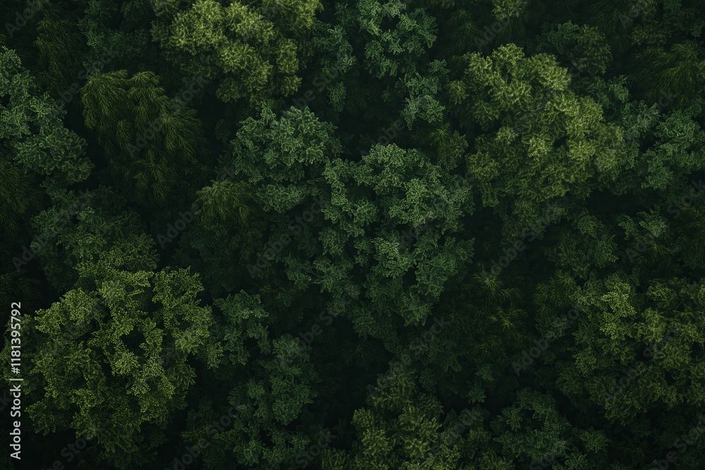 Poster a fractal forest canopy viewed from above, with infinite layers of leaves