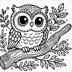 Fototapeta premium Black white lineart coloring book, cute animal character. easy coloring page for kids and adults. 