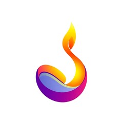 Abstract Flame Diya Icon 