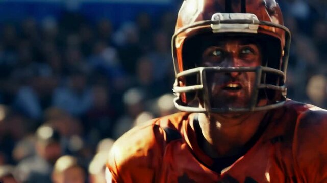 American football player in action showcasing strength, speed, teamwork, and competitive spirit on the field with game-winning strategies