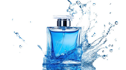 perfume bottle splash transparent background