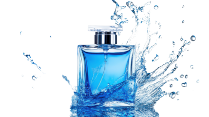perfume bottle splash transparent background
