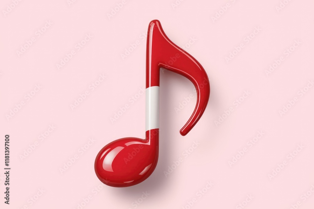 Poster a red musical note with a white stripe resembling the peruvian flag.